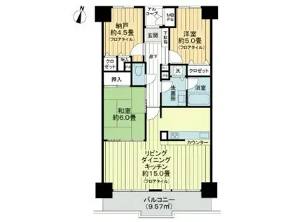 ライオンズプラザ大宮(2SLDK/10階)の間取り写真