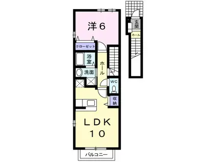 ジョーンティーヴィラ(1LDK/2階)の間取り写真
