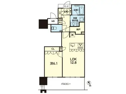 MJR熊本ゲートタワー 1807号(1LDK/18階)の間取り写真