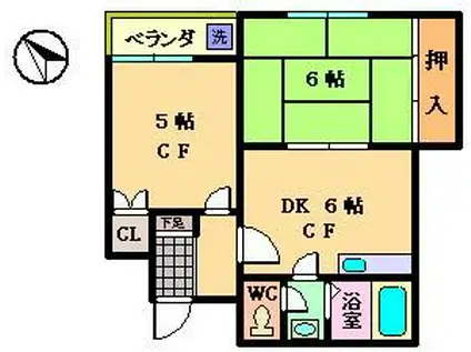 ワコー王子マンション(2DK/8階)の間取り写真