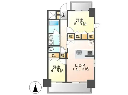 SーRESIDENCE亀島駅前BLAZE(2LDK/5階)の間取り写真