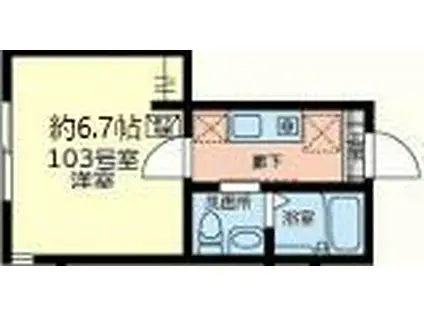 ビショップホーム(1K/1階)の間取り写真