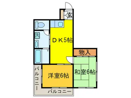 野口ハイツ2(2DK/2階)の間取り写真