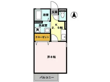 ディアコート浜(1K/2階)の間取り写真