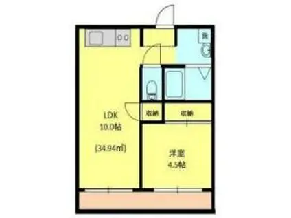 ニューパレイB(1LDK/2階)の間取り写真