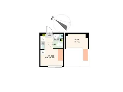 VALLATA平井(ワンルーム/1階)の間取り写真