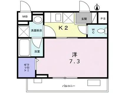 モーデグランツ(1K/1階)の間取り写真
