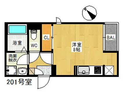 GRANDTICグランツェーレ平尾(ワンルーム/2階)の間取り写真