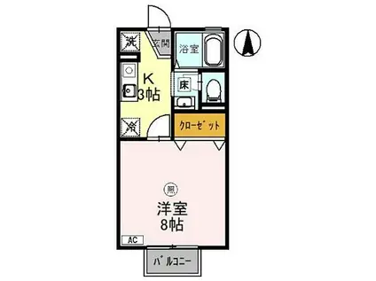 ステージサカヨシ(1K/1階)の間取り写真