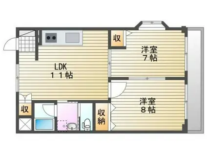 第2岸本マンション(2LDK/1階)の間取り写真