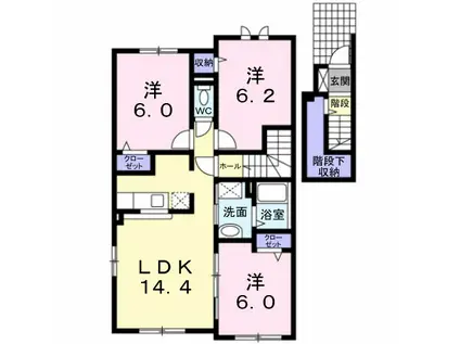 パ-クサイド21 II(3LDK/2階)の間取り写真