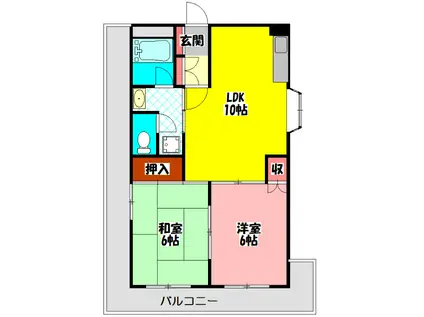 ファミーユ一ツ橋(2LDK/2階)の間取り写真