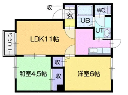 ライブスクエアひばりヶ丘(2LDK/1階)の間取り写真