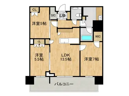 晴海フラッグ サンヴィレッジ T棟(3LDK/11階)の間取り写真