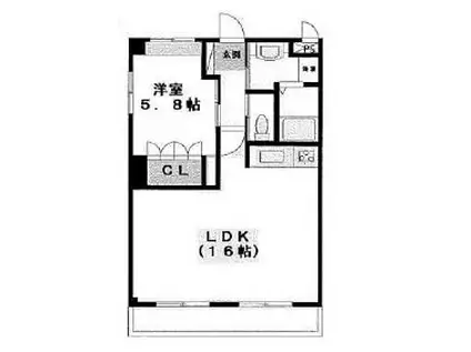 シャトーパルモア阪急六甲(1LDK/4階)の間取り写真