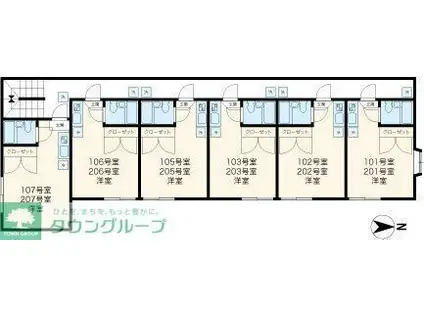 コーポミワA棟(ワンルーム/1階)の間取り写真