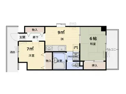 東新町貸マンション(2DK/3階)の間取り写真