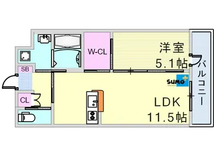 ペルル5(1LDK/2階)の間取り写真