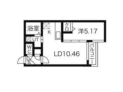 コローレE6(1LDK/4階)の間取り写真