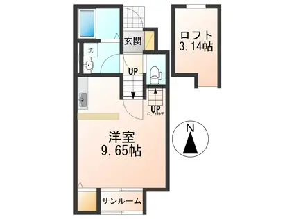 ORCAII(ワンルーム/1階)の間取り写真