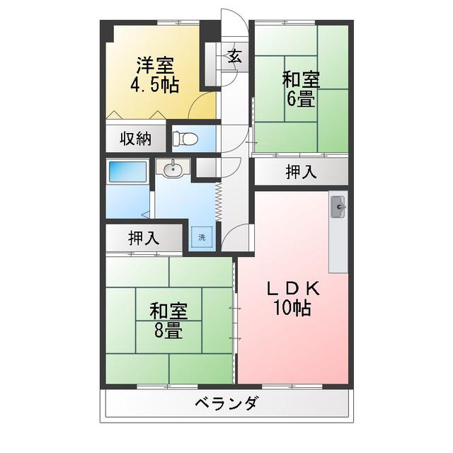 大成第三ハイツ(3LDK/1階)の間取り写真