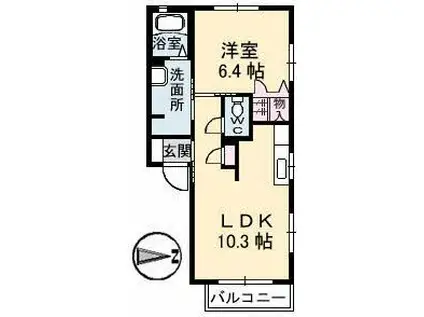グランドメゾン皆実 B棟(1LDK/1階)の間取り写真