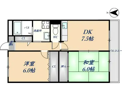 グリーンパーク(2DK/3階)の間取り写真