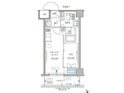 パークアクシス文京本郷(1DK/5階)の間取り写真