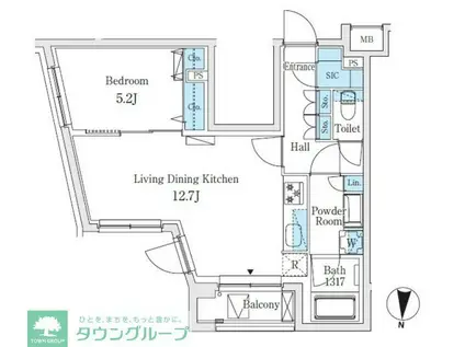 SOLASIARESIDENCE亀戸(1LDK/5階)の間取り写真
