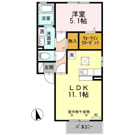 RAFFINE・幸(1LDK/1階)の間取り写真