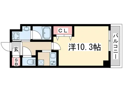 シュペルブ江坂(1K/1階)の間取り写真