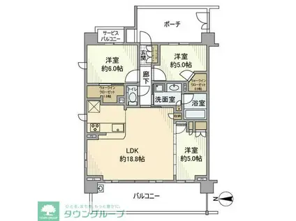 ガーラレジデンス三鷹シャインパークス(3LDK/6階)の間取り写真