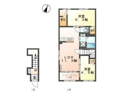 御殿場市御殿場アパート 令和8年2月完工予定(2LDK/2階)の間取り写真