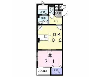 伊川谷町潤和店舗付アパート(1LDK/3階)の間取り写真