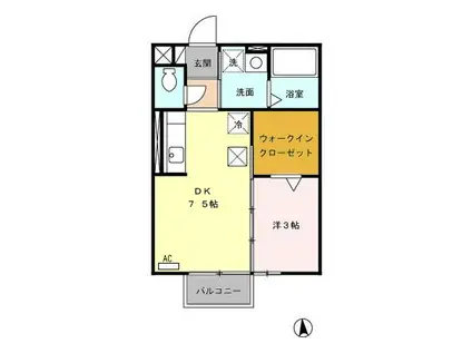 カーサ・アネーロ(1DK/1階)の間取り写真