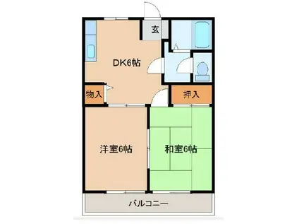 グリーンタウンF(2DK/1階)の間取り写真