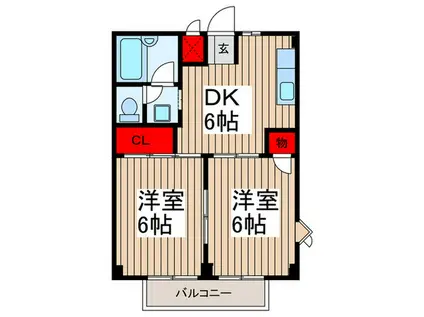 ファーストグリーン(2DK/2階)の間取り写真