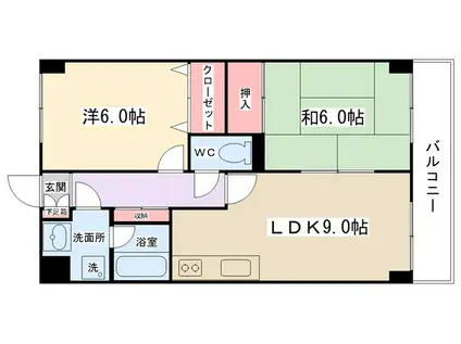 ベネフィーク(2LDK/3階)の間取り写真