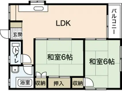 木本レジデンスA棟(2LDK/4階)の間取り写真