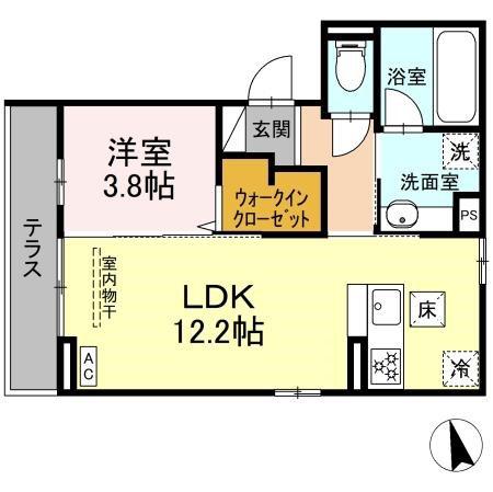 グランコスモHT(1LDK/1階)の間取り写真