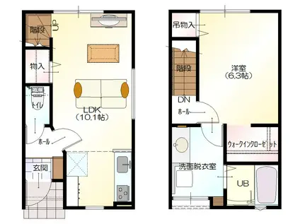 D-BOX白江(1LDK/1階)の間取り写真