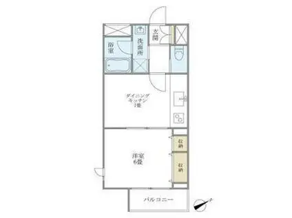 WELLHOUSE東大井(1DK/3階)の間取り写真