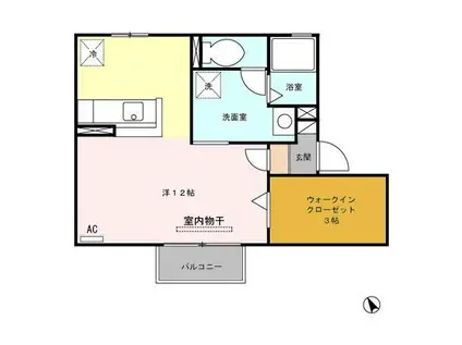 セジュールショコラ(ワンルーム/2階)の間取り写真