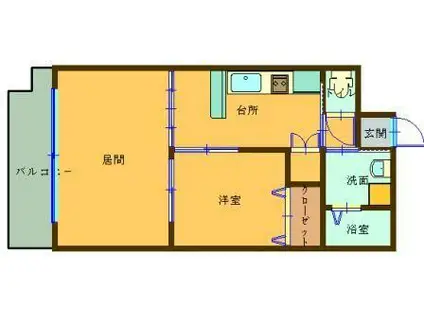 エクセラントメゾンII(1LDK/3階)の間取り写真