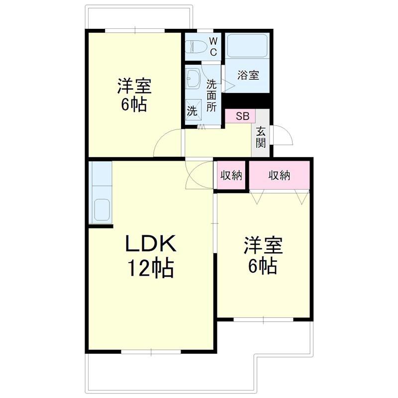 パルクレール(2LDK/1階)の間取り写真