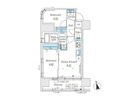 J.GRAN COURT 浅草(2DK/3階)の間取り写真