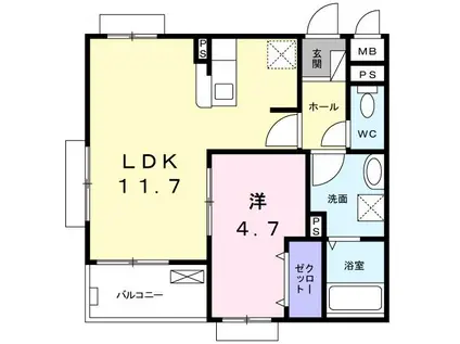 エレンシア豊野(1LDK/2階)の間取り写真