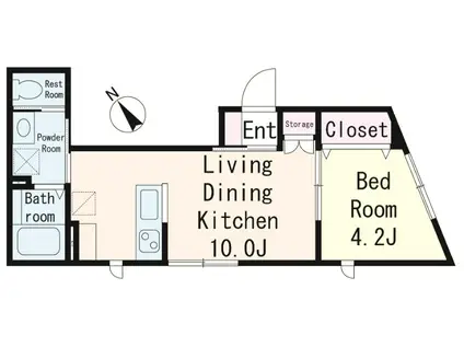 中野区新井2丁目PJ(1LDK/1階)の間取り写真