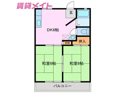 プチロワール(2DK/2階)の間取り写真