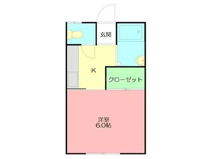 ポルシェ厚木(1K/1階)の間取り写真